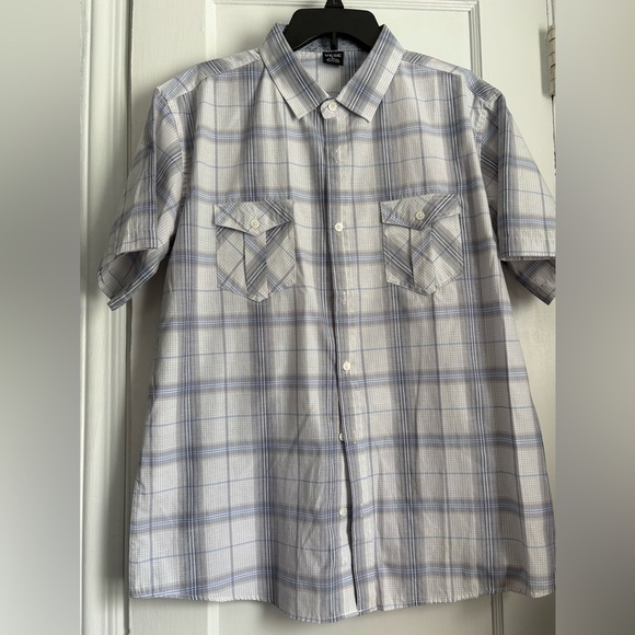 Vese Plaid Short Sleeves 2 Front Chest Button Down Shirt, Size: Large - Picture 1 of 9